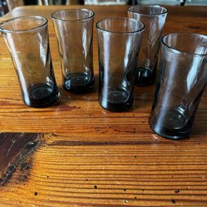 Set Of 5 Vintage Smokey Swirl 4 Inch Breakfast/Juice Glasses